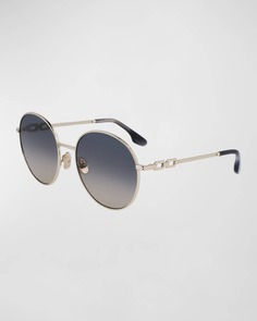 Солнцезащитные очки с круглой металлической цепочкой Victoria Beckham