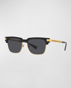 Мужские квадратные солнцезащитные очки Greca с полуободком Versace