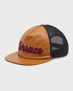 Мужская кожаная шляпа Trucker с логотипом Versace