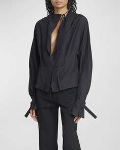 Плиссированная блузка с нагрудником и воротником спереди Victoria Beckham