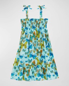 Многоцветное платье-бабочка для девочки с рюшами, размер 2–14 Vilebrequin
