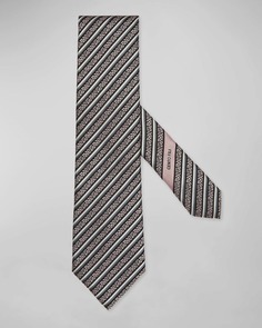 Мужской жаккардовый шелковый галстук в цветочную полоску ZEGNA