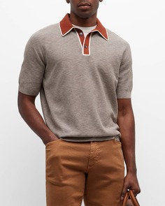 Мужская двухцветная рубашка поло из хлопка и шелка ZEGNA