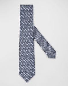 Мужской шелковый жаккардовый галстук с микрогеометрическим рисунком ZEGNA