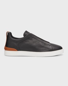 Мужские кожаные низкие кеды Triple Stitch Slip-On ZEGNA