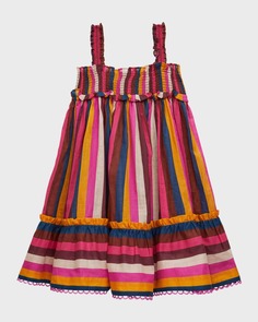 Платье в разноцветную полоску с рыжими сборками для девочки, размер 2–12 Zimmermann