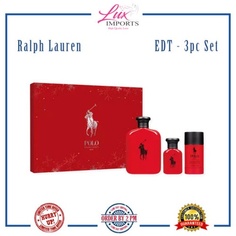 Парфюмерный набор для мужчин Ralph Lauren Polo Red 3 Piece Set for Men 4.2oz EDT, Mini Spray, Deo Stick