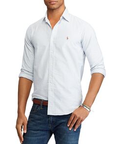 Рубашка классического кроя с длинным рукавом в полоску из хлопка Оксфорд на пуговицах Polo Ralph Lauren