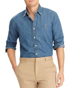 Классическая джинсовая хлопковая рубашка с длинным рукавом на пуговицах Polo Ralph Lauren