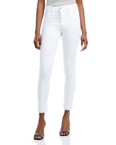 Белые джинсы скинни до щиколотки Farrah с высокой посадкой и необработанным краем AG