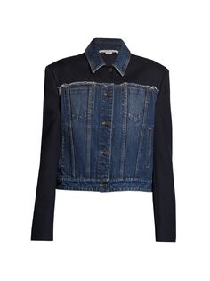 Комбинированная куртка из джинсовой ткани и твила Stella McCartney, синий