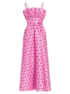 Хлопковое миди-платье Amara в горошек с оборками BATSHEVA, розовый