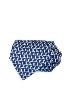 Шелковый классический галстук с принтом Nerio Elephant &amp; Gancini Ferragamo