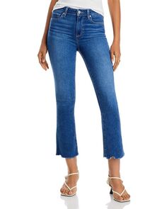 Укороченные расклешенные джинсы с высокой посадкой Colette цвета залива — 100% эксклюзив PAIGE