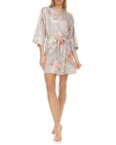 Arisa Charmeuse Kimono Robe Flora Nikrooz, бежевый