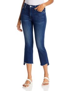 Укороченные рваные джинсы с высокой посадкой The Insider, цвет язычок и шик MOTHER