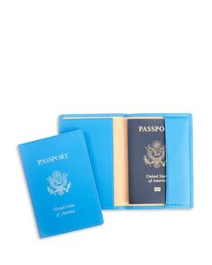 Кожаный чехол для паспорта США с золотым акцентом и блокировкой RFID ROYCE New York
