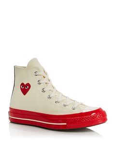 Высокие кеды унисекс с красной подошвой из коллаборации с Converse Comme Des Garcons