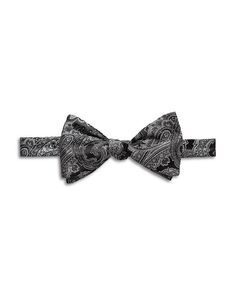 Черно-серебристый шелковый галстук-бабочка с узором &quot;огурцы&quot; Eton