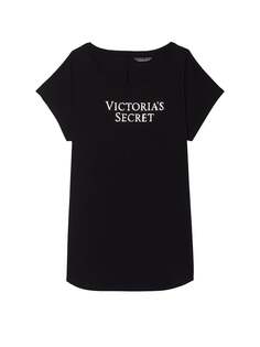 Футболка для сна Victoria&apos;s Secret Lightweight Cotton Dolman, чёрный
