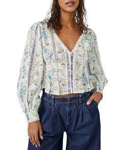 Укороченная рубашка из хлопка с люверсами Blossom Free People