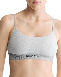 Хлопковый бюстгальтер без подкладки с рельефным значком Calvin Klein