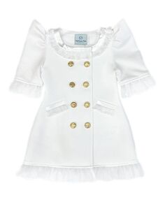 Белое платье в стиле смокинга для девочек с золотистыми фурнитурными пуговицами - Baby, Little Kid, Big Kid Petite Maison Kids