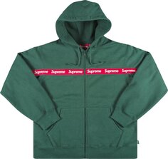 Толстовка Supreme Text Stripe Zip Up Hooded Sweatshirt &apos;Green&apos;, зеленый