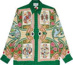 Рубашка Pre-Owned Casablanca Printed Silk Twill Shirt &apos;Le Jardin Des Cartes&apos;, зеленый