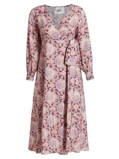 Винтажное платье макси с запахом пейсли BAACAL, Plus Size, розовый