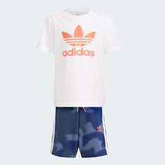 Детский костюм Adidas Originals Camo Print Shorts And Tee, 2 предмета, белый/мультиколор