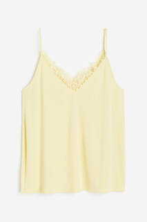 Топ H&amp;M Lace-trimmed Camisole, чёрный H&M