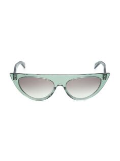 Солнцезащитные очки с плоским верхом и геометрическим рисунком 56 мм CELINE, зеленый