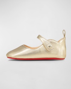 Балетки Girl&apos;s Love Chick из металлизированной кожи, для малышей Christian Louboutin