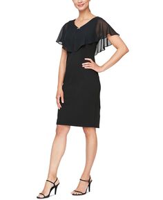 Платье-футляр с прозрачной накладкой SL Fashions, черный
