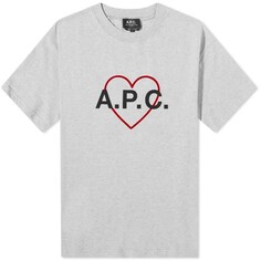 Футболка A.P.C. Billy Heart Logo, серый/черный/красный