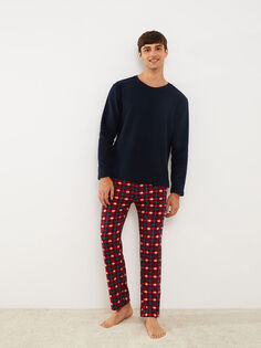 Стандартный клетчатый флисовый мужской пижамный комплект LCW Dream