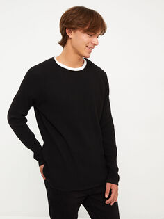 Тонкий мужской трикотажный свитер с круглым вырезом и длинными рукавами Xside