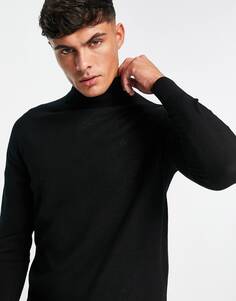 Черный шерстяной джемпер с высоким воротником Calvin Klein