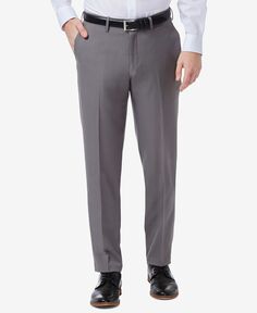 Мужские классические брюки premium comfort slim fit performance stretch с плоским передом Haggar, серебряный