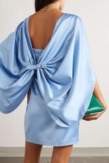 BERNADETTE атласное платье мини August с бантом, светло-синий