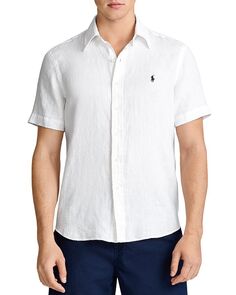 Льняная рубашка классического кроя с короткими рукавами Polo Ralph Lauren