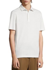 Белая футболка-поло с короткими рукавами из высококачественной шерсти Zegna