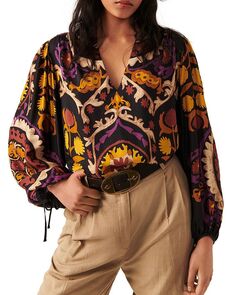 Блузка с пышными рукавами и принтом Frida ba&amp;sh Ba&Sh