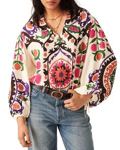 Блузка с пышными рукавами и принтом Frida ba&amp;sh Ba&Sh
