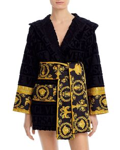 Короткий банный халат с капюшоном I Heart Baroque Versace