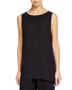 Миниатюрная шелковая майка с высоким/низким вырезом Eileen Fisher Petites