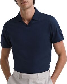 Трикотажная рубашка-поло Leeds Mercerized с открытым воротником и короткими рукавами REISS