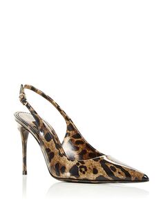 Женские туфли-лодочки с ремешком на пятке с леопардовым принтом Dolce &amp; Gabbana