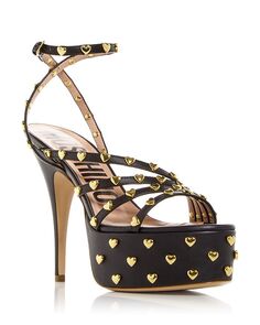 Женские сандалии на высоком каблуке с заклепками в форме сердца Moschino